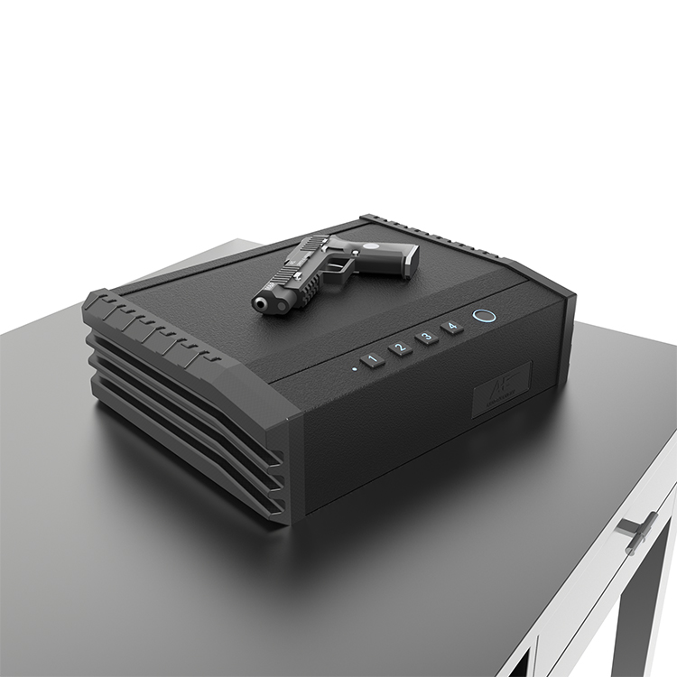 PS0110 Caja fuerte biométrica para pistola con entrada superior y 2 pistolas