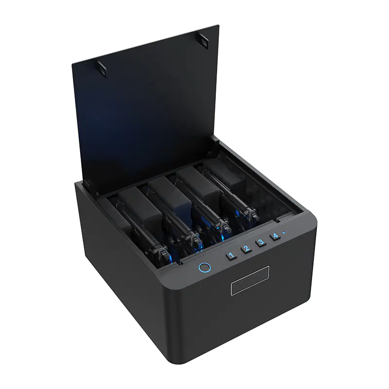 PS0118 Caja fuerte biométrica para pistola con entrada superior y 4 pistolas
