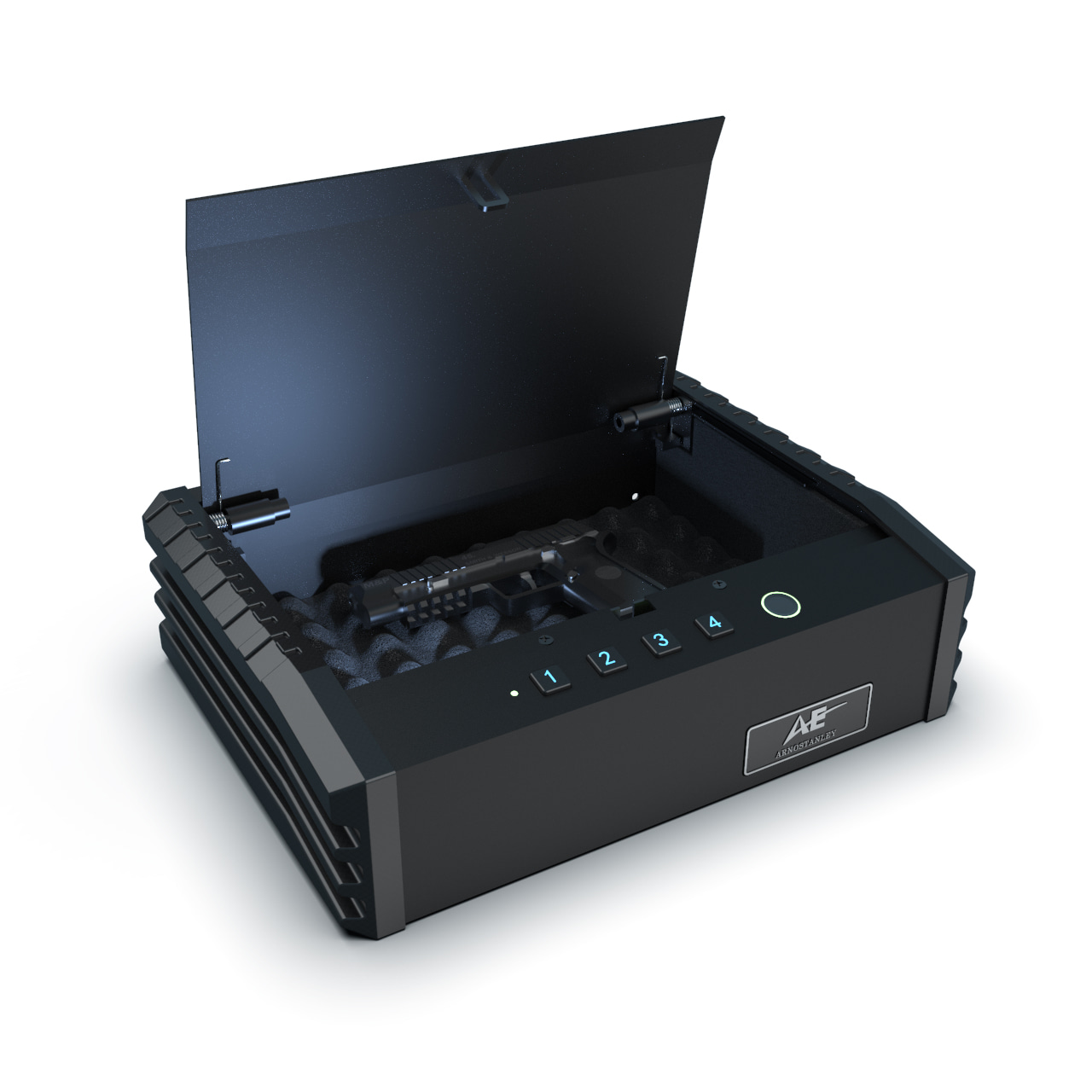 PS0110 Caja fuerte biométrica para pistola con entrada superior y 2 pistolas